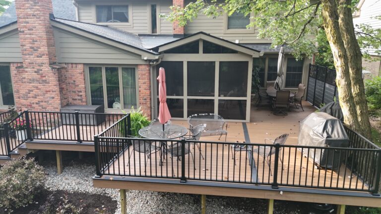 Composite deck outdoor living space in Abbey Knoll Estates Northville Michigan