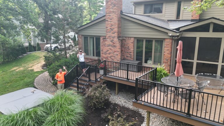 Custom composite deck design in Abbey Knoll Estates subdivision Northville Michigan