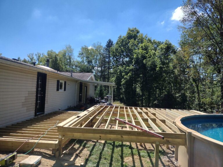 Wood framing layout for pool deck in Salem Township MI